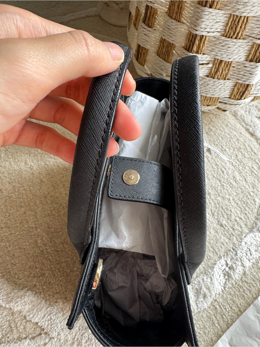 kate spade Black Daisy Appliqué Satchel with White and Yellow Flower - Picture 5 of 14